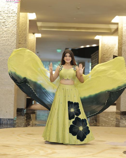 Applique work lehenga set